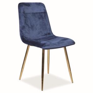 Židle Eros Velvet, modrá sametová/zlatá
