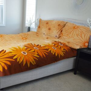 MARGARETA oranžová - bavlněné povlečení 140x200cm - 1 x polštář 1 x přikrývka - Oranžová