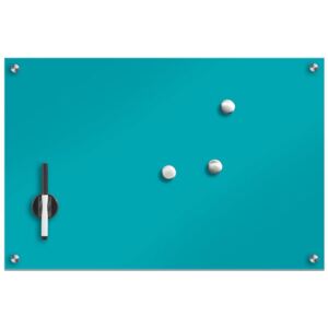 Skleněná magnetická tabule, barva tyrkysová + 3 magnety, 60x40 cm, ZELLER