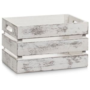 Ukládací box VINTAGE, dřevěný, bílá barva, 31x21x19 cm, ZELLER