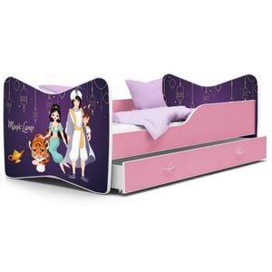 Dětská postel KEVIN 70x140 cm v růžové barvě se šuplíkem MAGIC LAMP