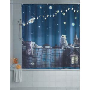 Sprchový závěs, textilní MOON CAT s osvětlením LED, 180 x 200 cm, WENKO