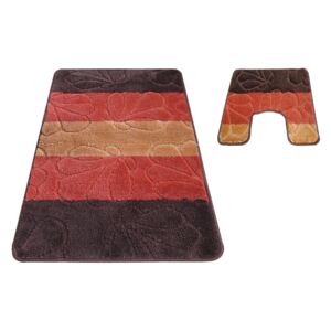 Sada koupelnových koberečků Montana 01 s výřezem - hnědá - 50x40 cm a 50x80 cm