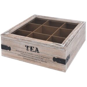 Dřevěný box na čaj TEA, 9 přihrádek HZ1007290