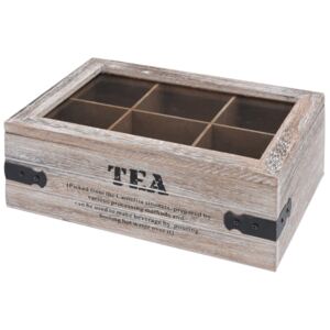 Dřevěný box na čaj TEA, 6 přihrádek