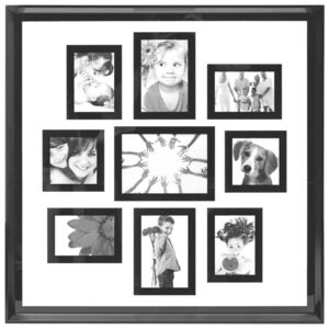Obdélníkový rámeček pro 9 fotek, fotorámeček, rámeček na fotky - mini galerie na fotky, barva černá