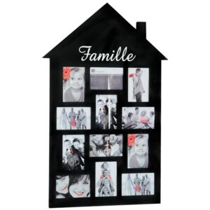 Obdélníkový rámeček pro 12 fotek, fotorámeček, rámeček na fotky - mini galerie na fotky, barva černá, 83 x 53cm x 1 cm, ve tvaru domu