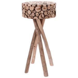 Taburet z přírodního týkového dřeva - stolička