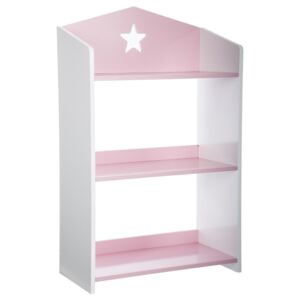 Regál, růžová knihovna, skříň, skladovací police, organizér, růžový regál, 3 úrovně, 48 x 24 x 78 cm