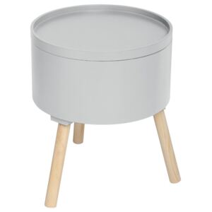 Odkládací stolek, dřevěný stůl, konferenční stolek, kávová stolička, balkonový stolek, OSHI, 2v1, kulatý stůl, 38 x 38 x 45 cm, barva šedá