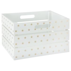 Koš pro skladování, box, nádoba, box ve hvězdách - bílo-zlatá barva, 29 x 20 x 18 cm