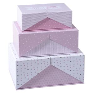 Krabička, krabice, kontejner pro uchovávání, box, dekorativní krabice, SURPRISE, 3 ks, barva růžová