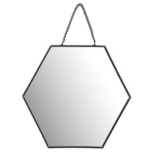 Zrcadlo nástěnné s přívěskem, ve tvaru šestiúhelníku, šířká 20 cm, černá barva