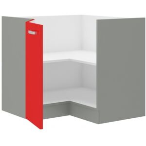 Rohová dolní kuchyňská skříňka Roslyn 89 x 89 DN 1F BB (červená + šedá). Akce -33%.. Vlastní profesionální přeprava až k Vám domů 1032671
