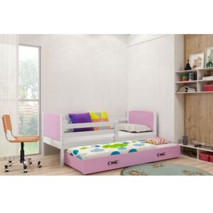 Dětská postel s výsuvnou postelí TAMI 200x90 cm Ružové Bílá