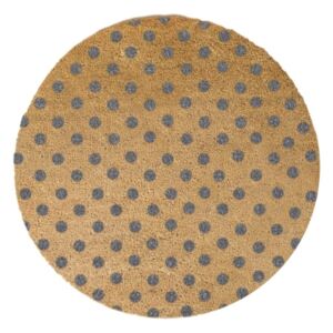 Šedá kulatá rohožka z přírodního kokosového vlákna Artsy Doormats Dots, ⌀ 70 cm