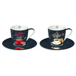 Easy Life Cups & Mugs Coffee Mania Porcelánové šálky a podšálky na kávu It´s Coffee Time 2 x 90 ml