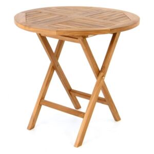 DIVERO 2211 kulatý zahradní stolek z týkového dřeva, Ø 80 cm