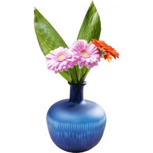 KARE DESIGN Modrá skleněná váza Cutting Blue Belly 25cm