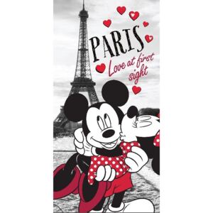 JERRY FABRICS Osuška Mickey a Minnie v Paříži Bavlna - Froté, 70/140 cm