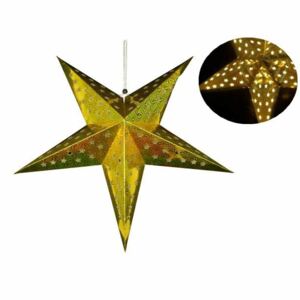 Nexos 29229 Vánoční dekorace - hvězda s časovačem 60 cm - 10 LED, zlatá