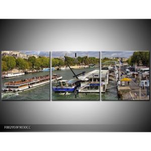 Obraz přístavních lodí na řece (F002959F9030CC)