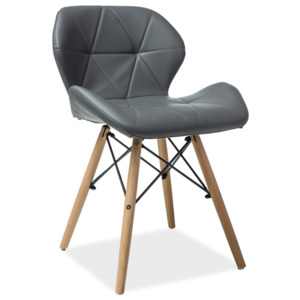 Jídelní čalouněná židle v šedé ekokůži na dřevěné konstrukci KN902