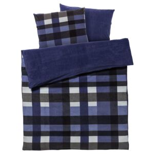 MERADISO® Fleecové ložní prádlo, 200 x 220 cm (káro/modrá/šedá)
