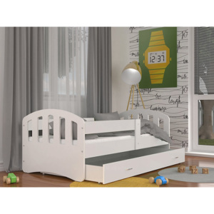 Dětská postel ŠTÍSTKO barevná + matrace + rošt ZDARMA, 160x80, bílá/bílá