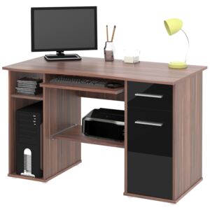 Kancelářský PC stůl FLYNN, švestka/černý lesk