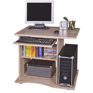 Praktický PC stůl s výsuvnou deskou LYLE, dub sonoma