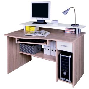 Kancelářský PC stůl REMINGTON, dub sonoma/bílá