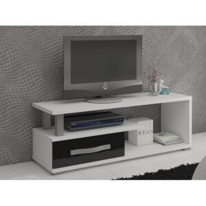 LEHUA TV stolek 1D, bílá/černý lesk