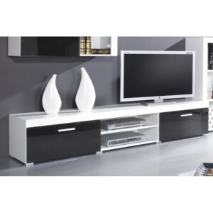 Televizní stolek SAMBIA, bílá/černý lesk