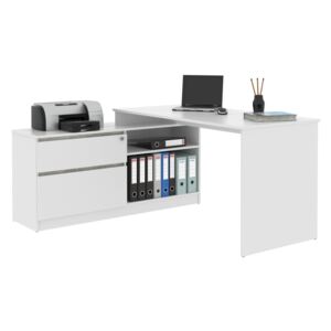 Rohový psací stůl TURNER 01, bílá/beton