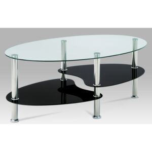Konferenční stolek DEACON, čiré sklo/černé sklo/leštěný nerez