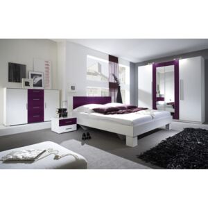 WILDER ložnice s postelí 180x200 cm, bílá/fialová DOPRODEJ