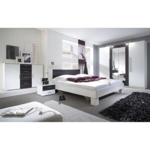 VIERA ložnice s postelí 180x200 cm, bílá/ořech černý