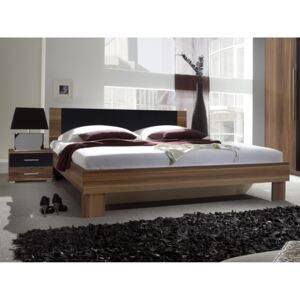 WILDER postel 160x200 cm s nočními stolky, červený ořech/černá