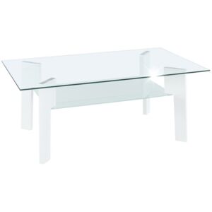 Tempo Kondela Konferenční stolek, MDF, bílá extra vysoký lesk HG + sklo, ADELO