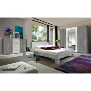 Ložnice VERA G s komodou beton colorado/beton colorado bílá s postelí 160x200 cm