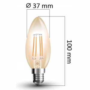 Retro LED žárovka E14 4W 350lm extra teplá, filament, ekvivalent 35W