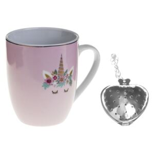 Hrnek na čaj LINCORNE, porcelán, 360 ml, růžový