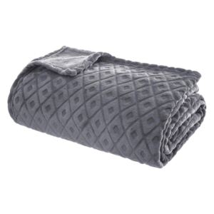 Pléd Losan 3D, měkká deka, deka, kostkovaný, šedá, 180 x 230 cm