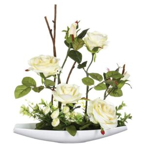Umělá rostlina BUKIET růžová, barva bílá, 37 cm