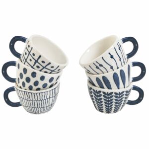 VILLA D’ESTE HOME Set šálků na kávu Masai Blue 6 kusů, bílá/modrá, kamenina
