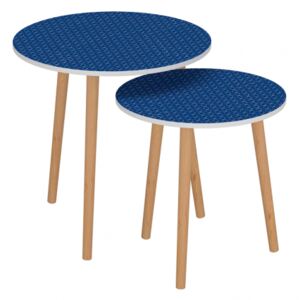 Set dvou příručních stolků, modrá / bílá, BRIX