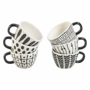 VILLA D’ESTE HOME Set šálků na kávu Masai Black 6 kusů, černá/bílá, kamenina