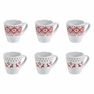 VILLA D’ESTE HOME Set šálků na kávu Scandinavia 6 kusů, bílá/červená, skandinávký motiv