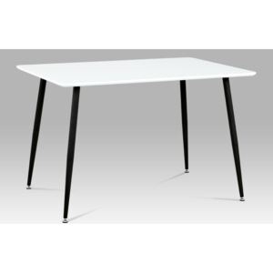 Jídelní stůl MDT-672 WT 120x80 cm, bílý mat/černý lak